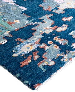 Traditional Abstract Wool, Silk Hand Knotted Gray Area Rug 9' 2" x 12' 2"