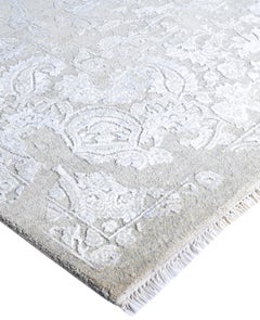 Traditional Abstract Wool, Silk Hand Knotted Gray Area Rug 9' 2" x 12' 5"