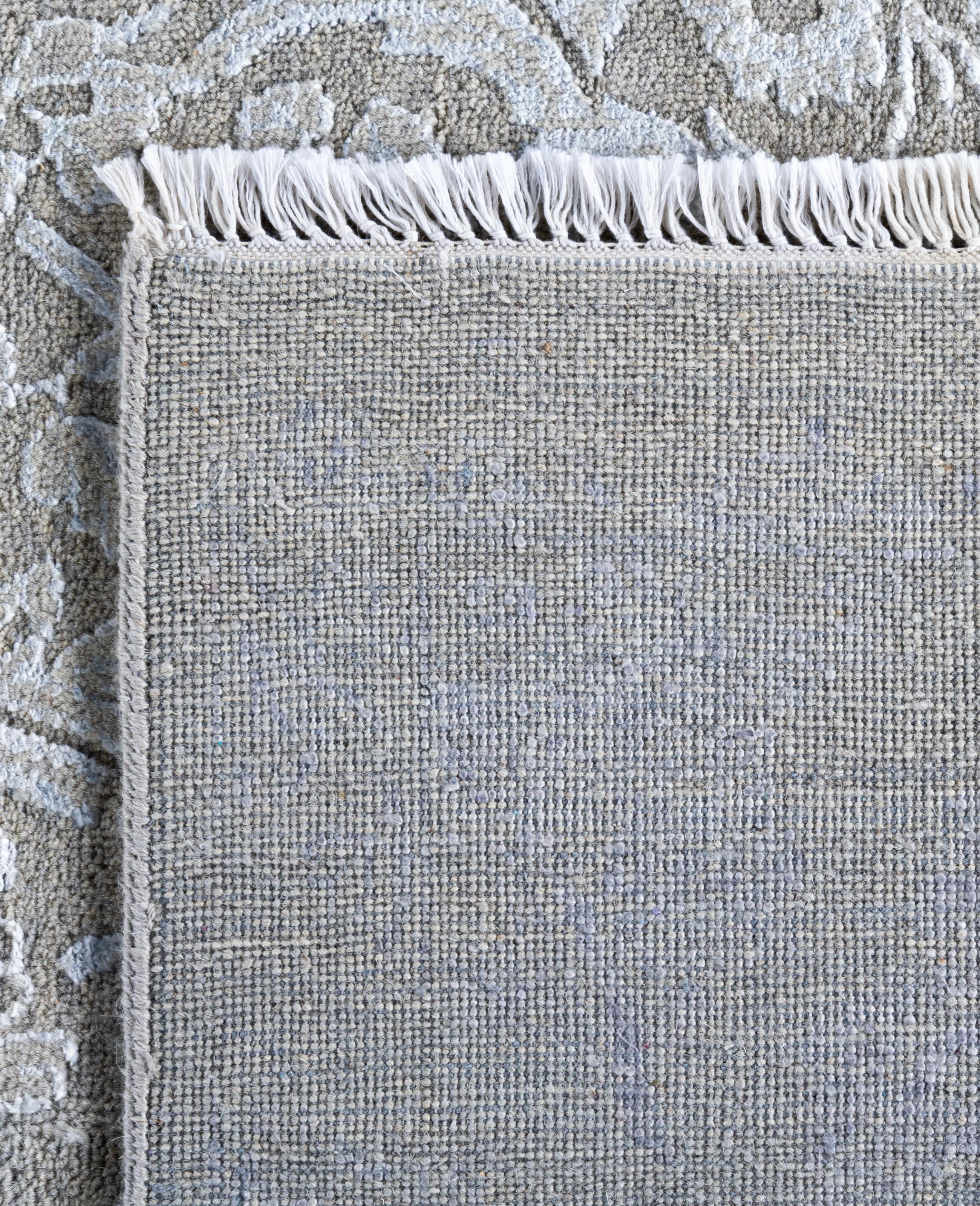 Traditional Abstract Wool, Silk Hand Knotted Gray Area Rugs 9' 2