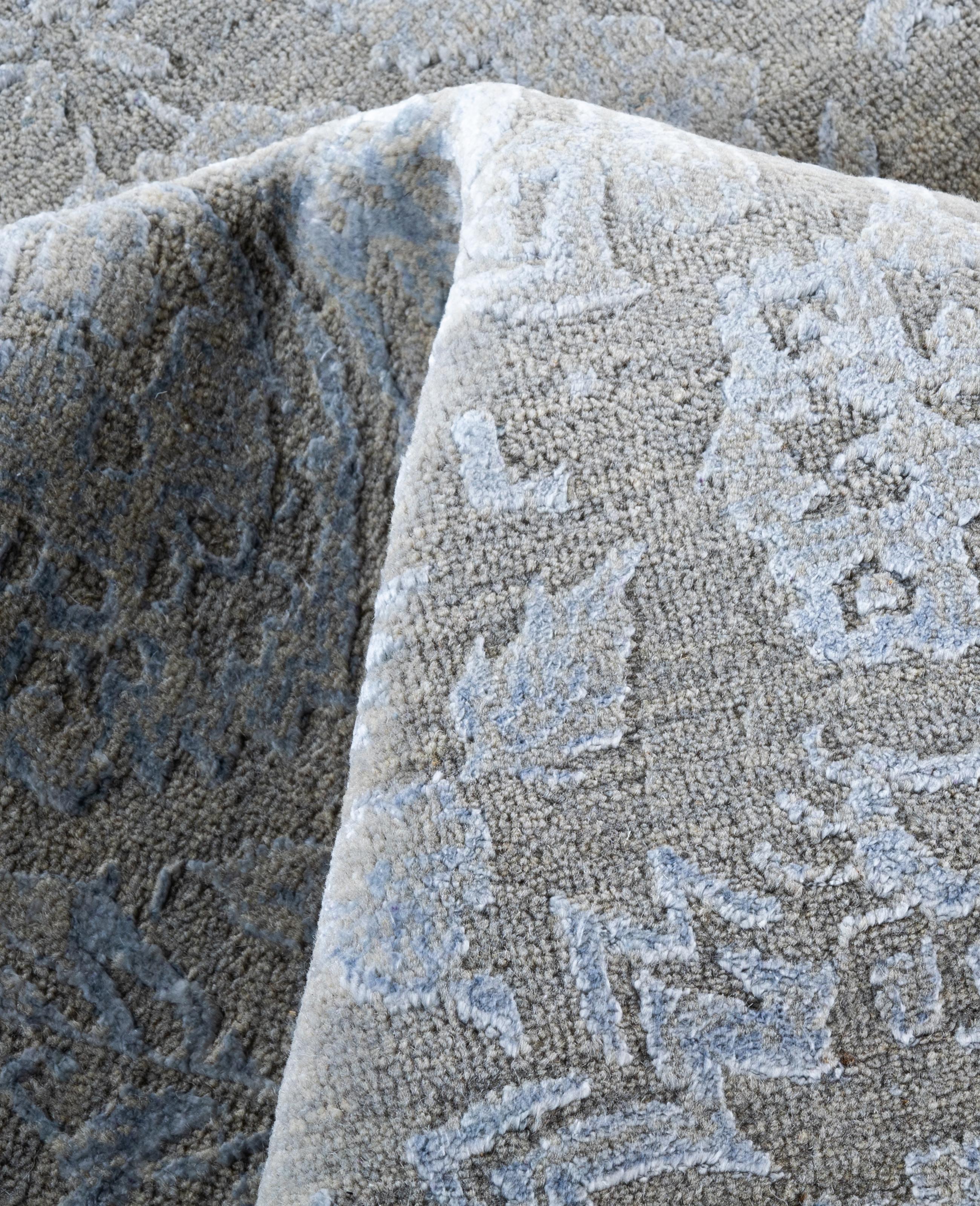 Lana Traditional Abstract Wool, Silk Hand Knotted Gray Area Rugs 9' 2
