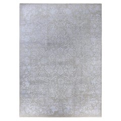 Traditioneller abstrakter handgeknüpfter grauer Teppich aus Wolle und Seide 9' 2" x 12' 5"