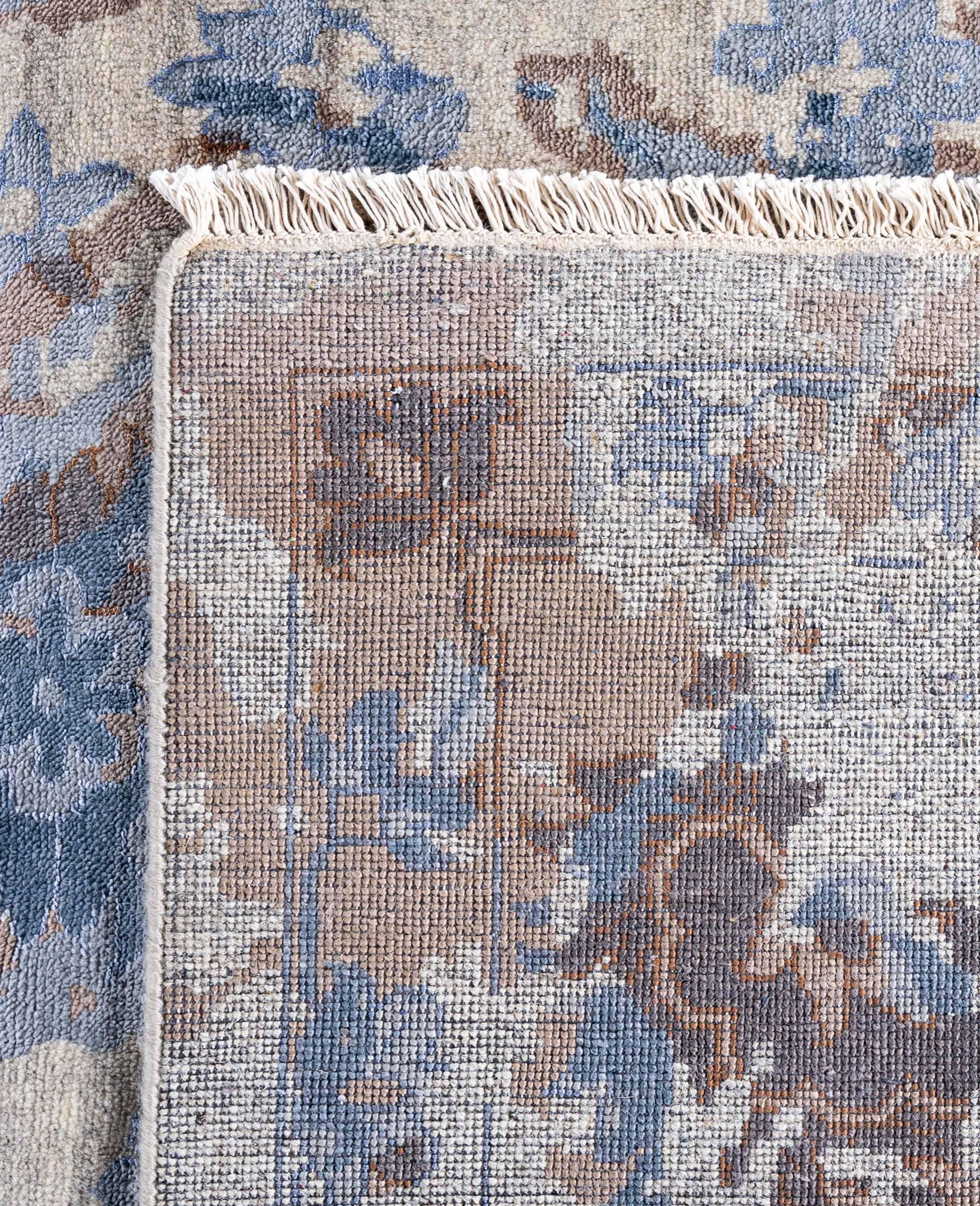 Traditional Abstract Wool, Silk Hand Knotted Gray Area Rug 9' 3