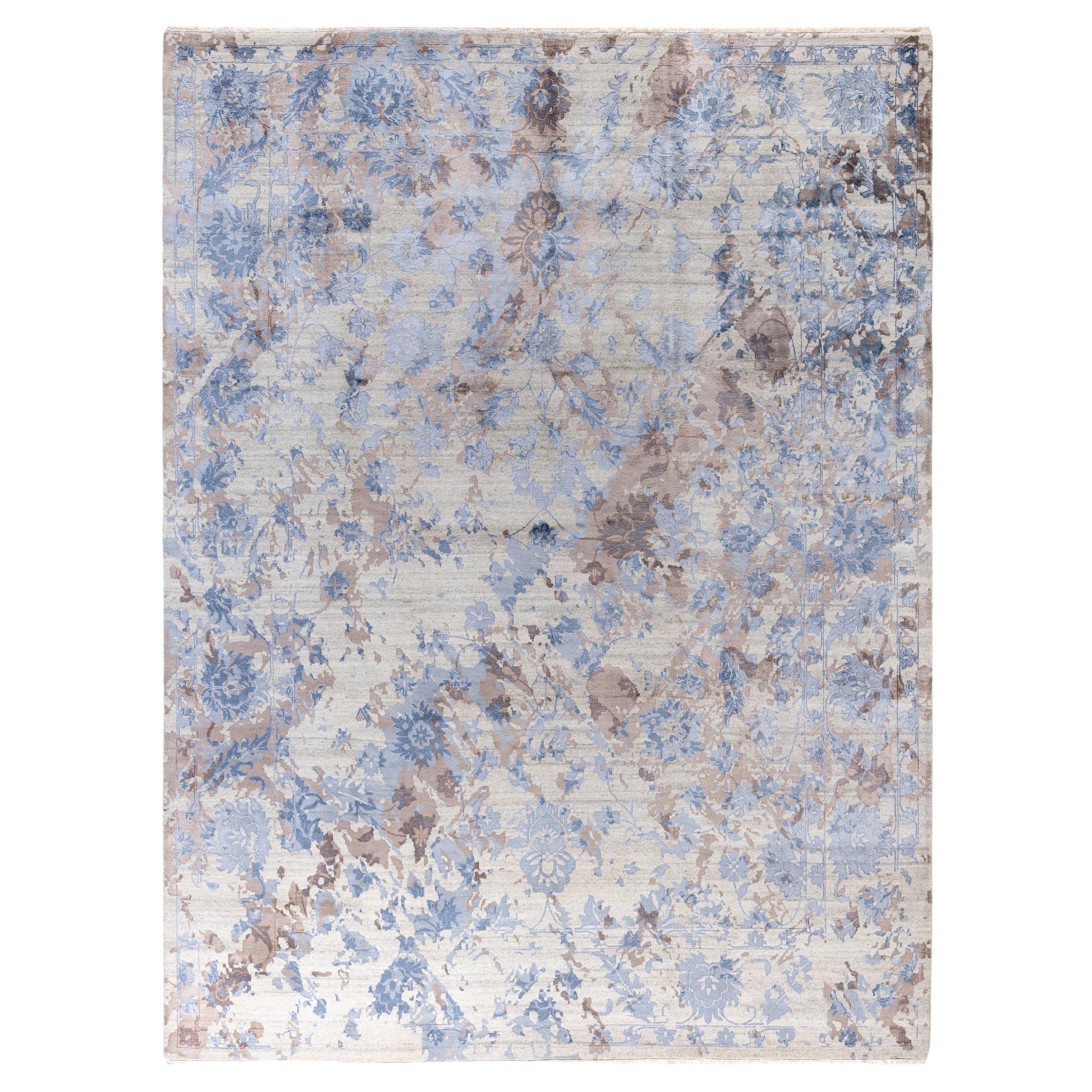 Traditional Abstract Wool, Silk Hand Knoted Gray Area Rugs 9' 3" x 12' 2"