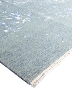 Traditional Abstract Wool, Silk Hand Knotted Green Area Rug 9' 0" x 12' 3"