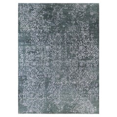 Traditional Abstract Wool, Silk Hand Knotted Green Area Rugs 9' 1" x 12' 4"