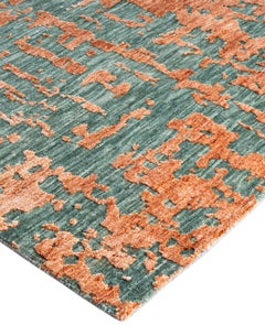 Traditional Abstract Wool, Silk Hand Knotted Green Area Rug 9' 2" x 12' 4"
