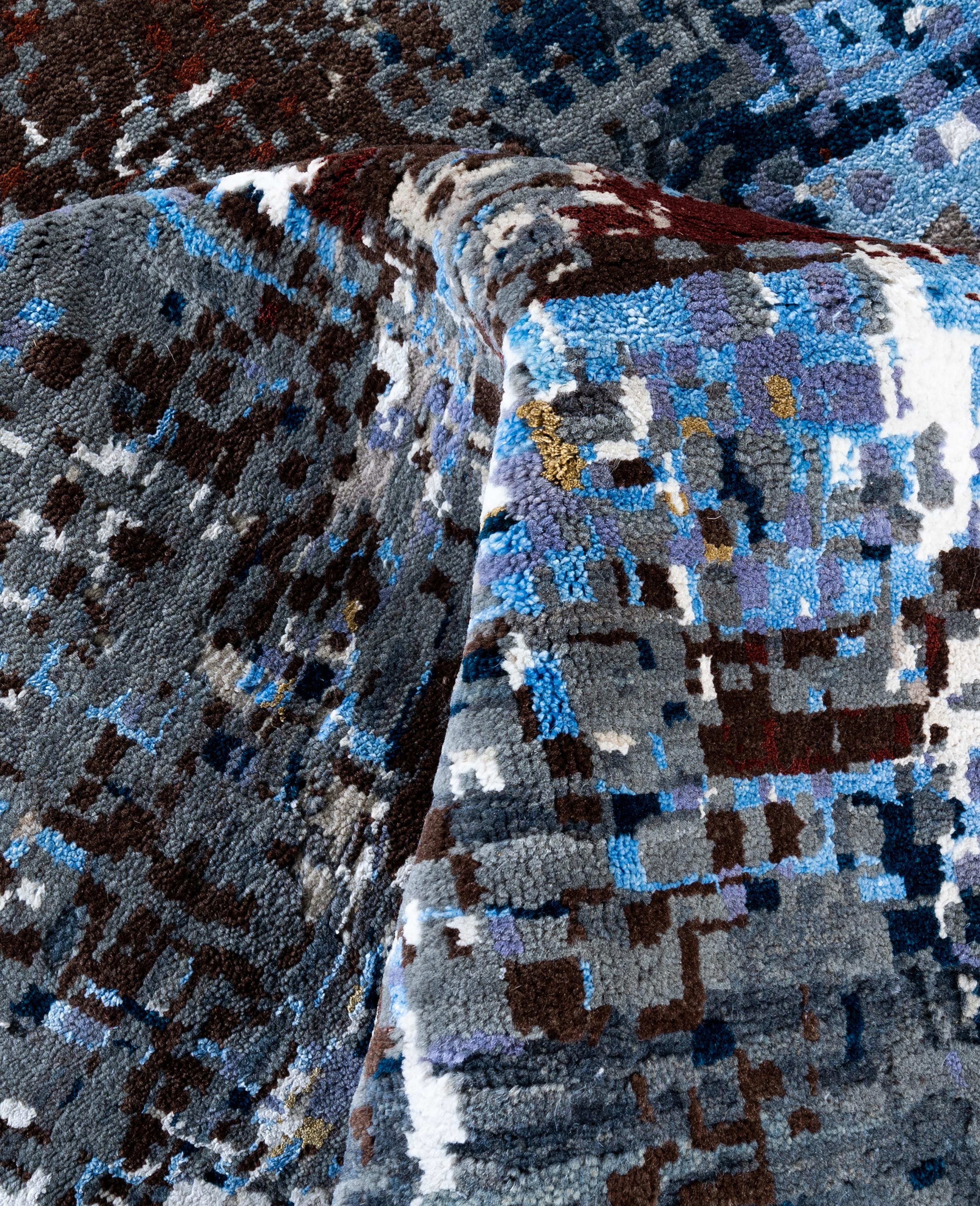 Lana Traditional Abstract Wool, Silk Hand Knotted Ivory Area Rugs 9' 1