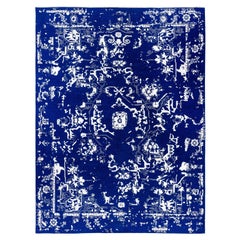 Traditional Abstract Wool, Silk Hand Knotted Navy Area Rug 9' 2" x 12' 1"