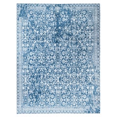 Traditional Abstract Wool, Silk Hand Knotted Navy Area Rug 9' 2" x 12' 1"