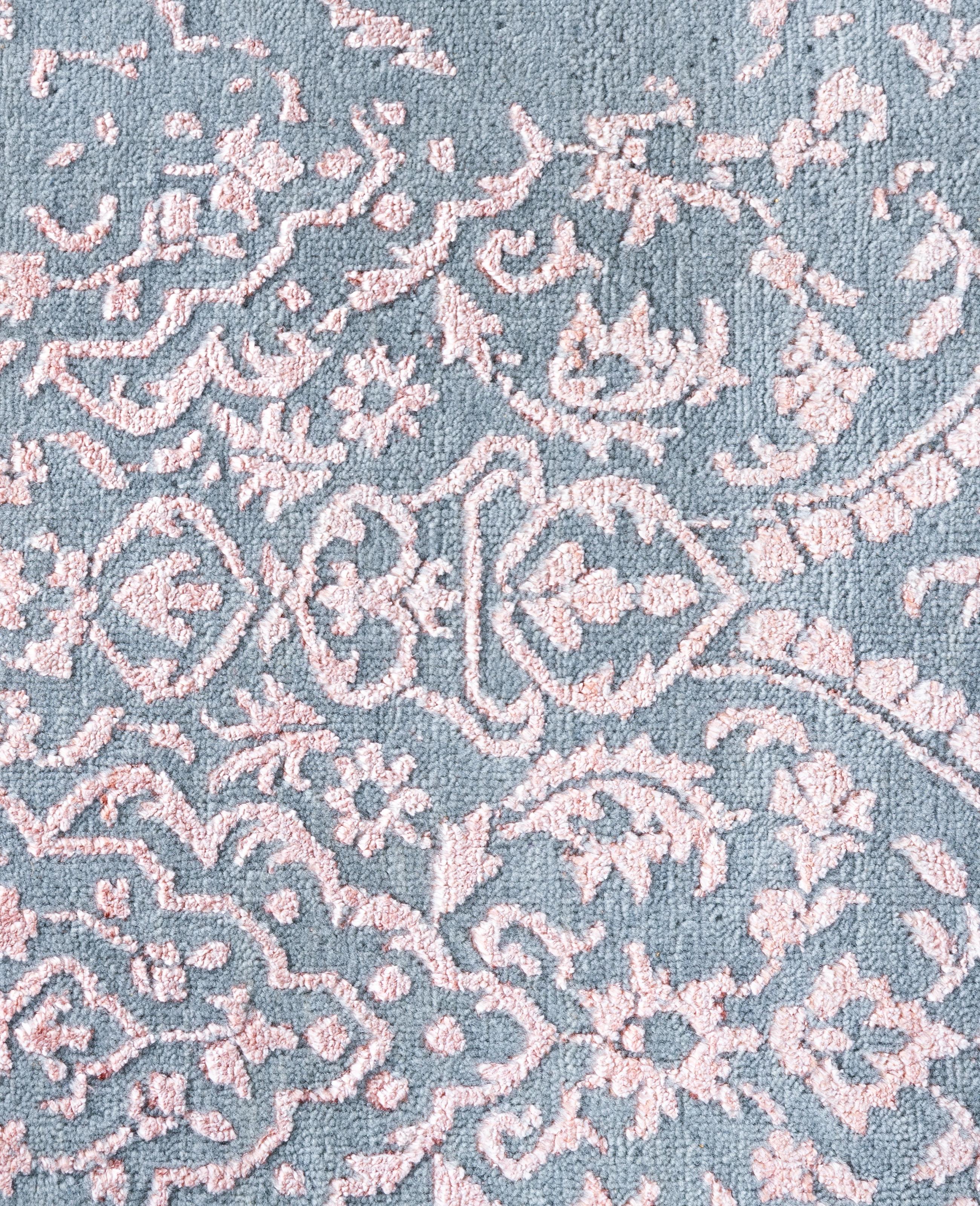 Indiano Traditional Abstract Wool, Silk Hand Knotted Pink Area Rugs 9' 1