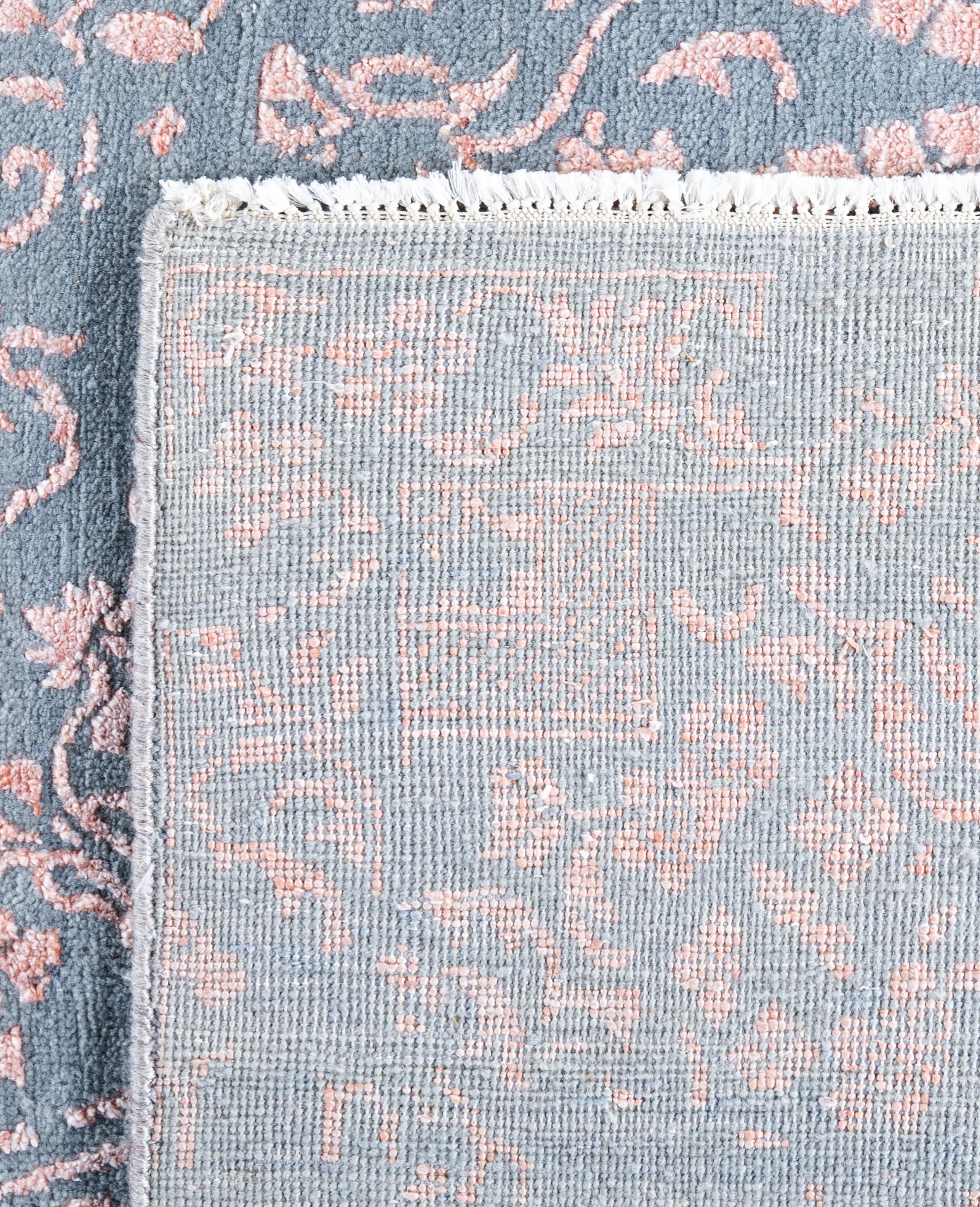 Traditional Abstract Wool, Silk Hand Knotted Pink Area Rugs 9' 1