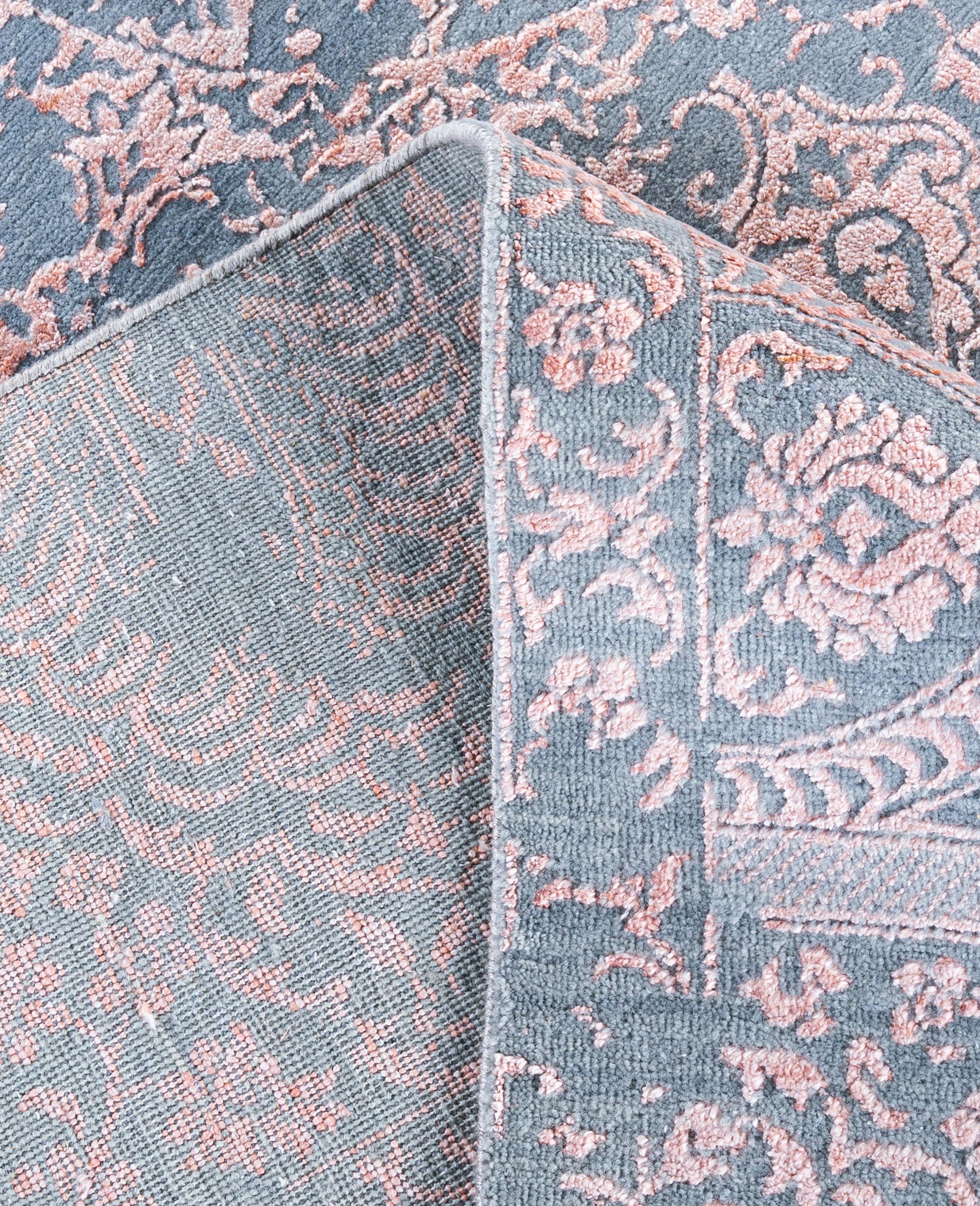 XXI secolo e contemporaneo Traditional Abstract Wool, Silk Hand Knotted Pink Area Rugs 9' 1