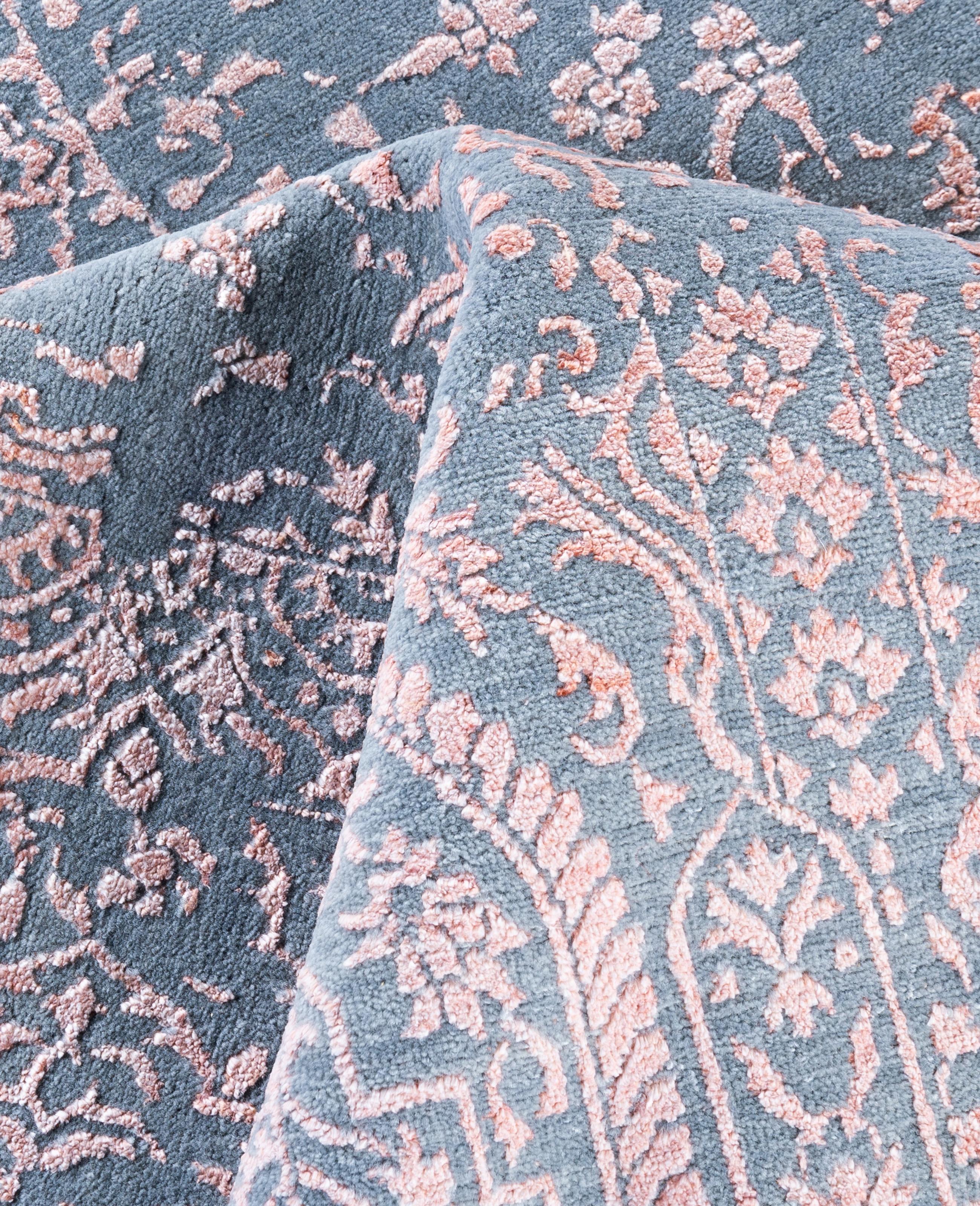 Lana Traditional Abstract Wool, Silk Hand Knotted Pink Area Rugs 9' 1