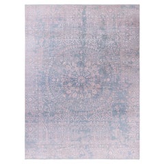 Traditional Abstract Wool, Silk Hand Knotted Pink Area Rug 9' 1" x 12' 3"