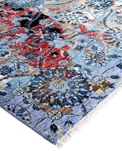 Traditional Abstract Wool, Silk Hand Knotted Purple Area Rug 8' 0" x 10' 3"