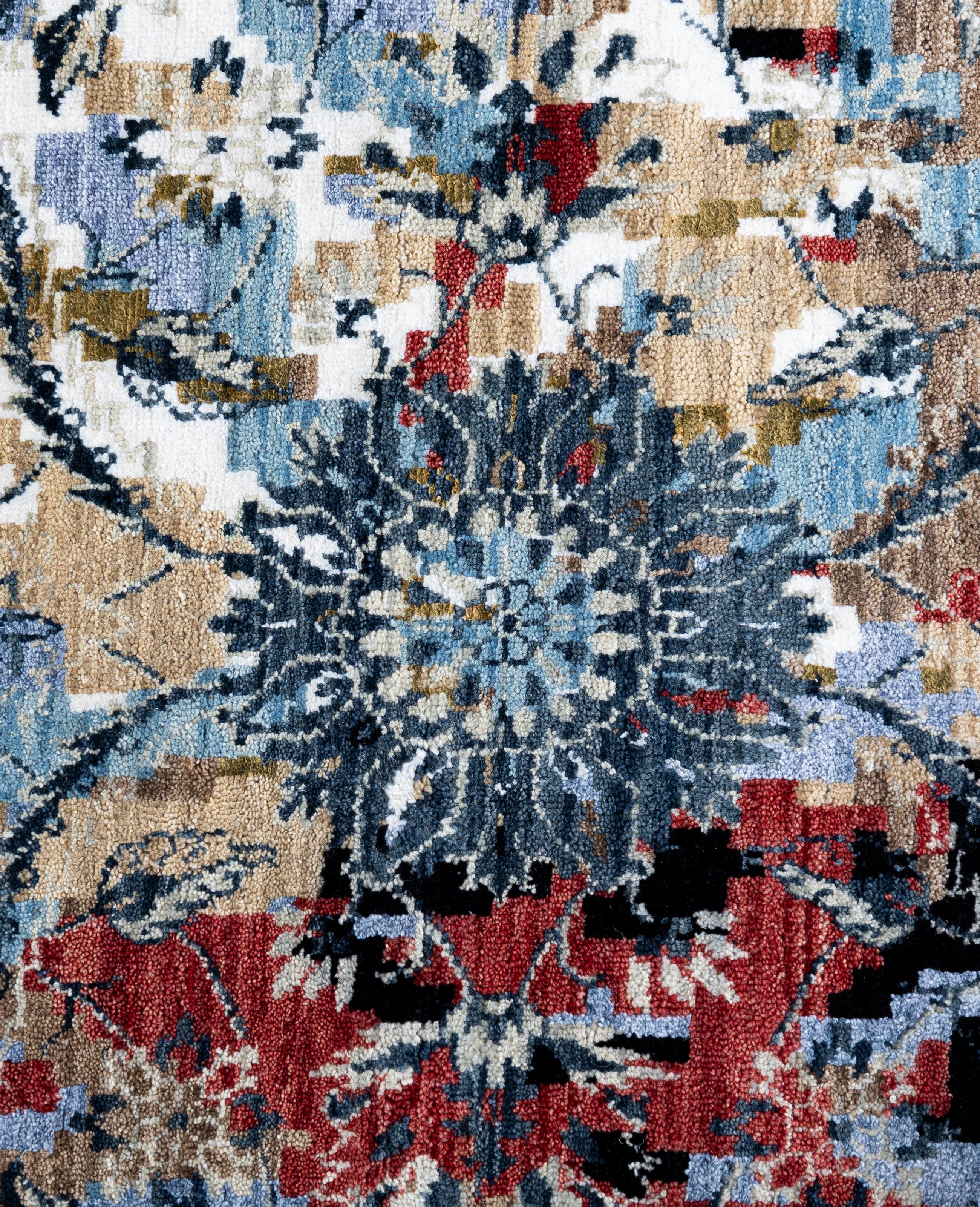 Indiano Traditional Abstract Wool, Silk Hand Knotted Purple Area Rugs 8' 0