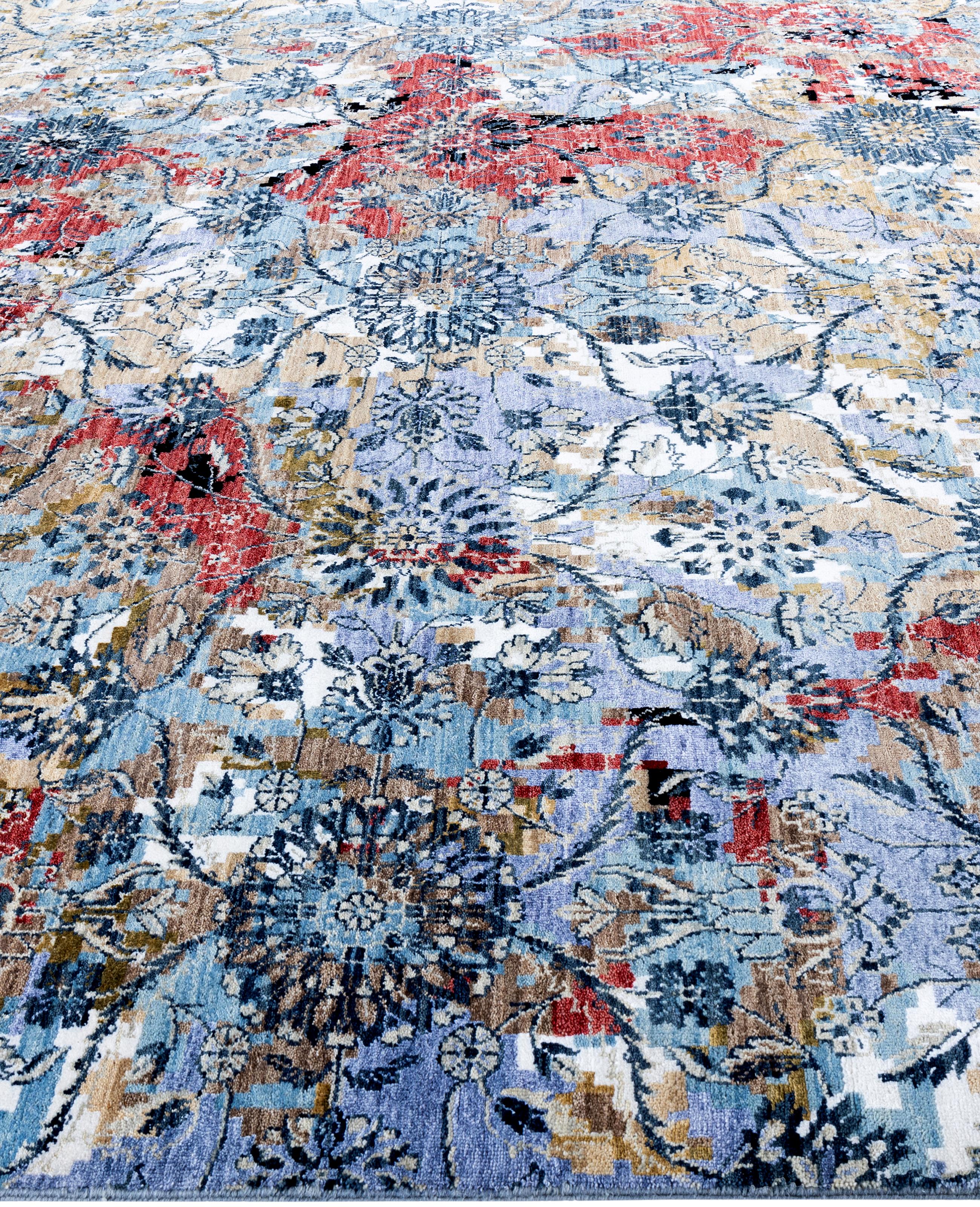 Annodato a mano Traditional Abstract Wool, Silk Hand Knotted Purple Area Rugs 8' 0