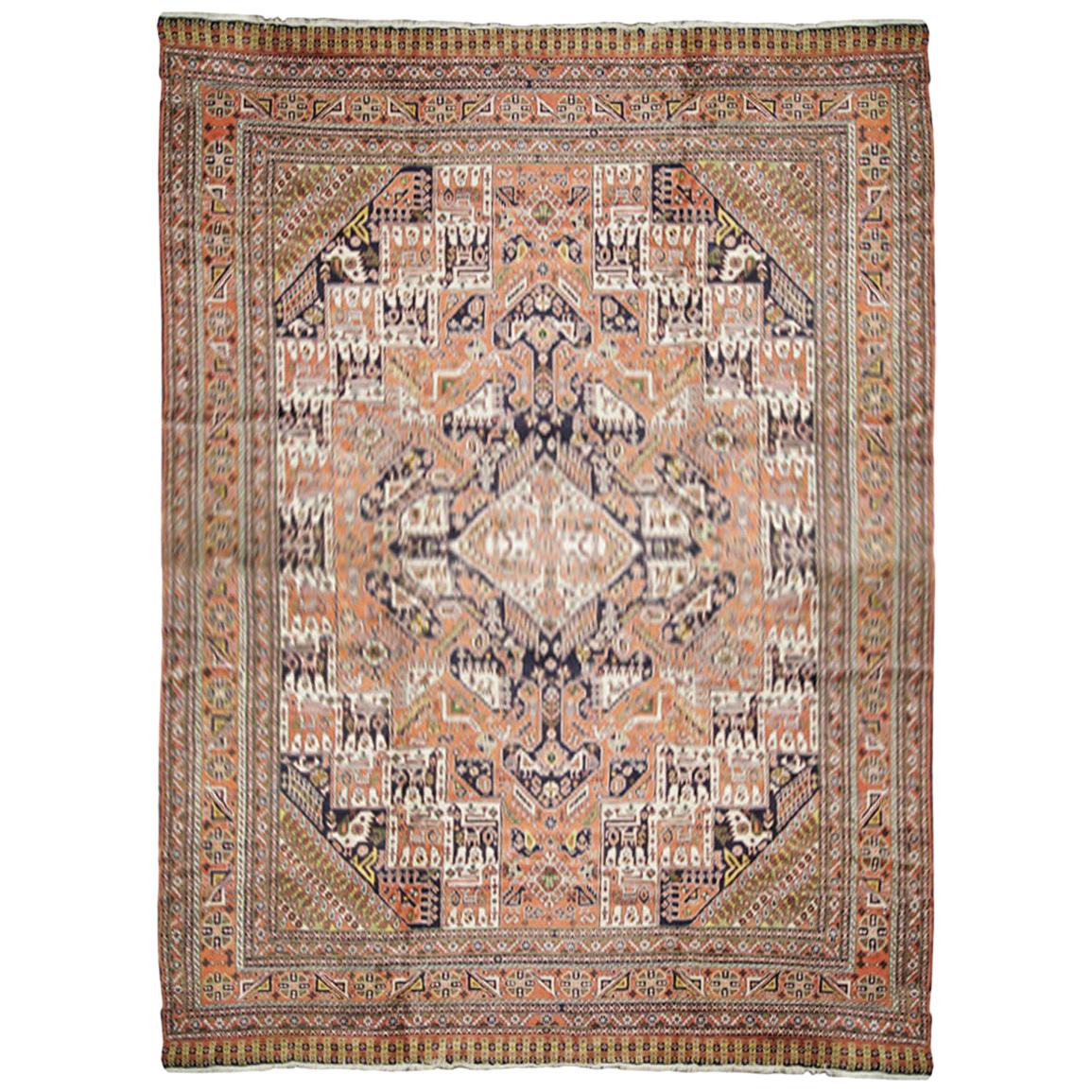 Traditional Afghan Tribal Large Area Rug, Handmade Multicolored Wool Carpet For Sale