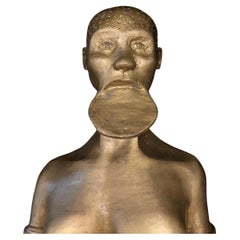 Traditional African Sculpture of Mursi Woman with Lip Plate - Ethiopia