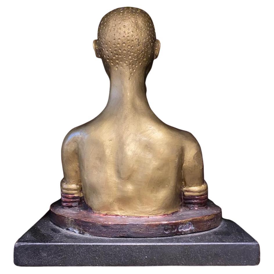 Ruandese Scultura tradizionale africana di donna Mursi con piatto per labbra - Etiopia in vendita