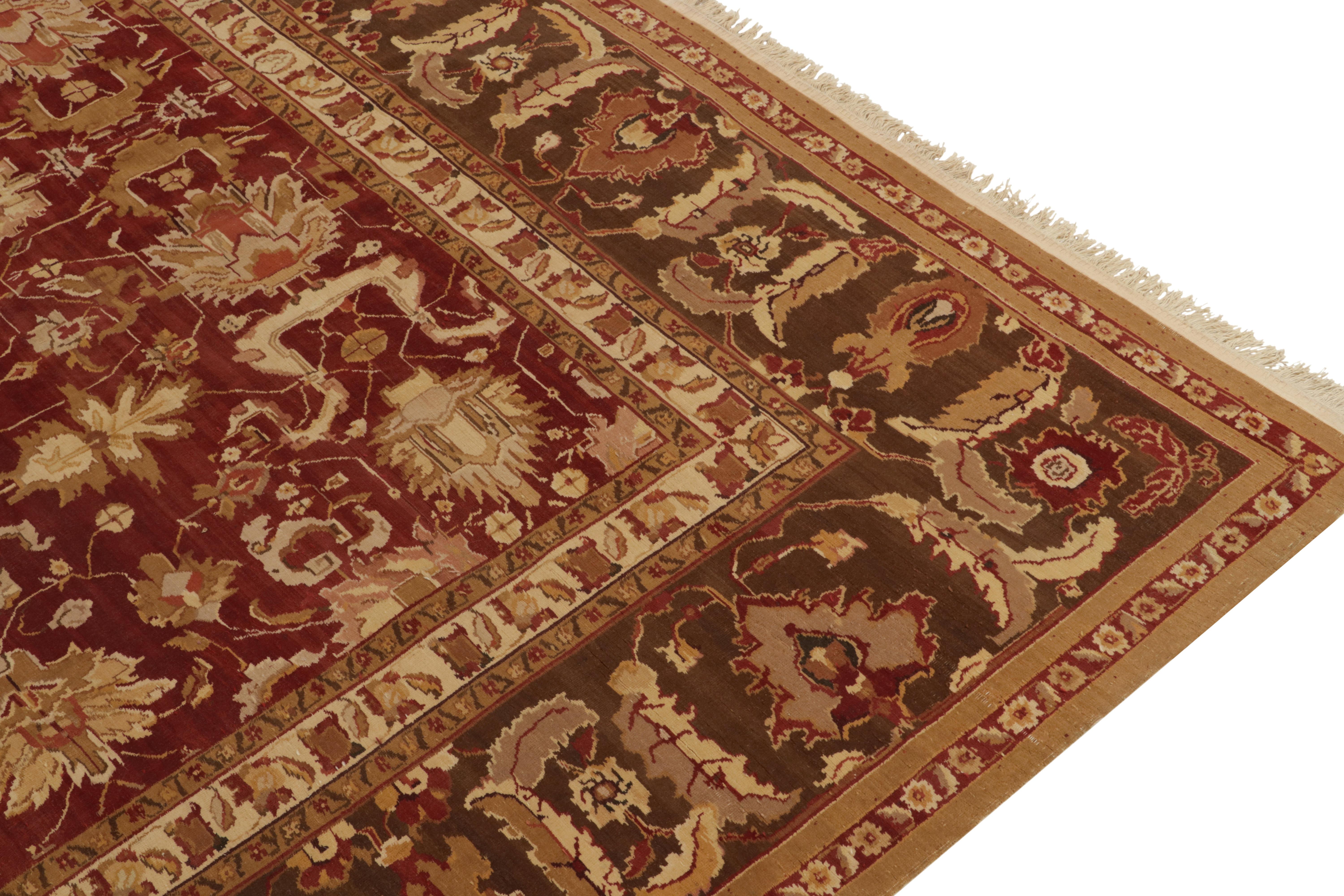 Traditioneller Teppich und Kelim-Teppich im Agra-Stil mit rotem, beigefarbenem und braunem Blumenmuster im Zustand „Neu“ im Angebot in Long Island City, NY