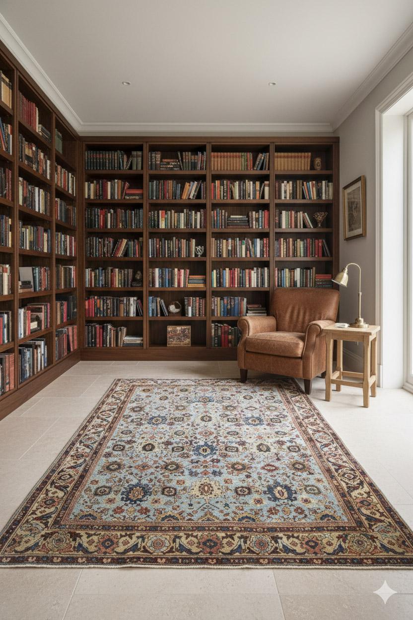 Traditioneller Allover-Webteppich, 7 Fuß × 9 Fuß, Hellblau und Rost (Afghanisch) im Angebot