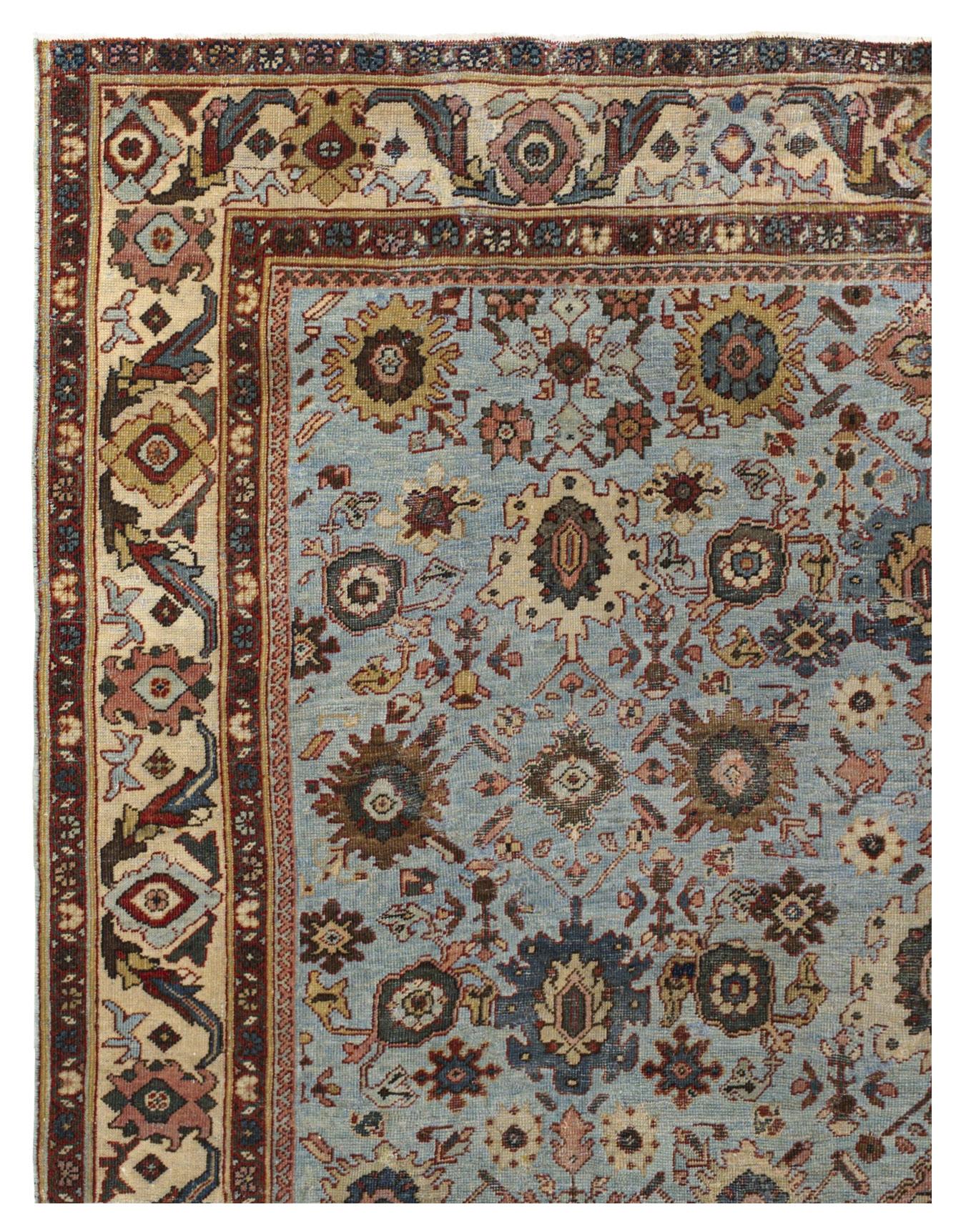 Traditioneller Allover-Webteppich, 7 Fuß × 9 Fuß, Hellblau und Rost im Zustand „Hervorragend“ im Angebot in Dallas, TX