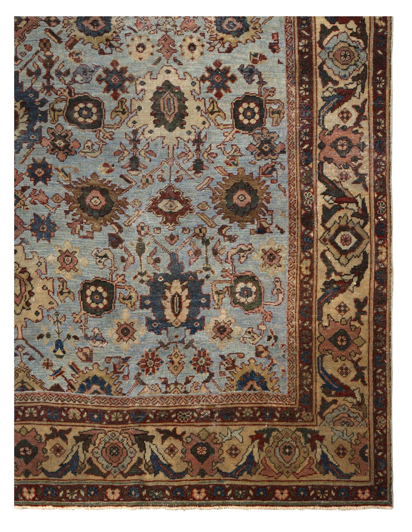 Traditioneller Allover-Webteppich, 7 Fuß × 9 Fuß, Hellblau und Rost (21. Jahrhundert und zeitgenössisch) im Angebot