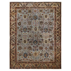 Traditioneller Allover-Webteppich, 7 Fuß × 9 Fuß, Hellblau und Rost