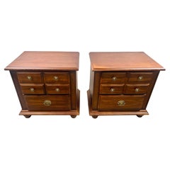 Traditional American Broyhill Cherry Wood 2 Drawers Nightstand, a Pair