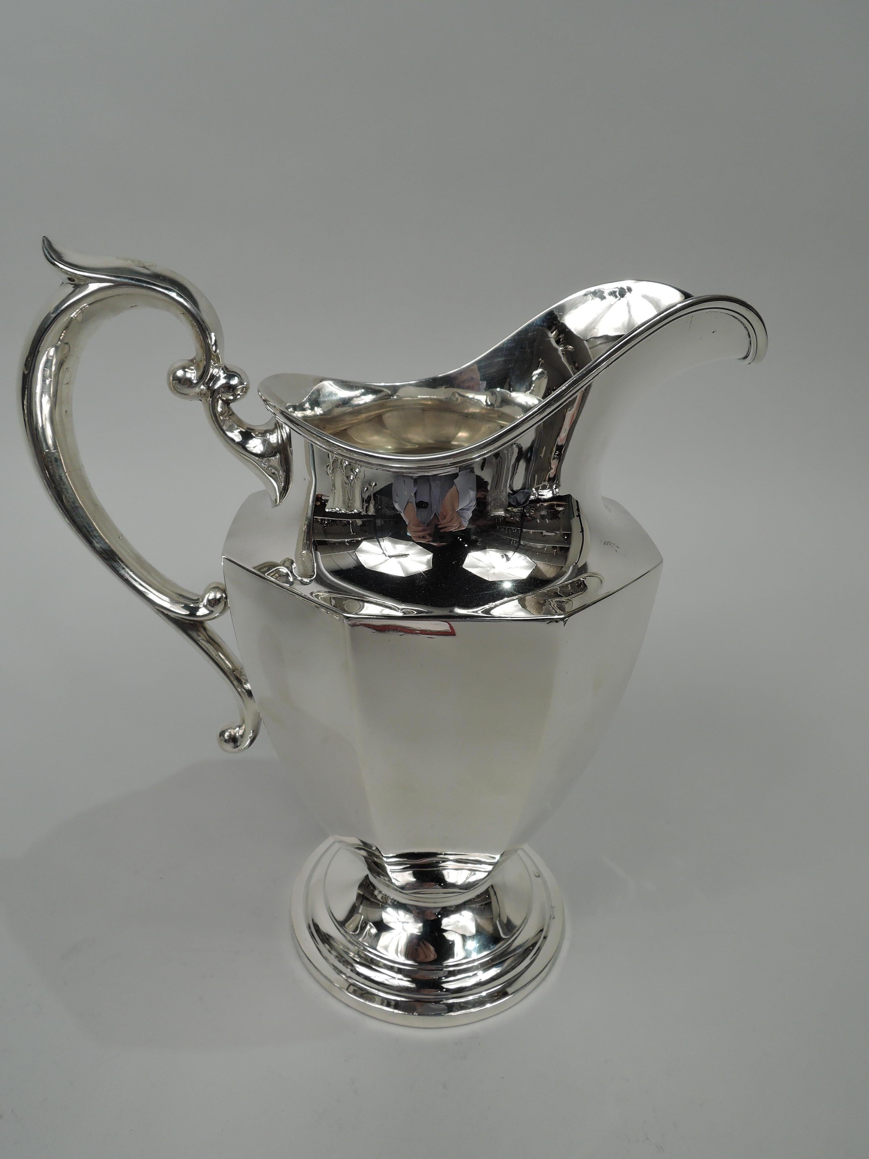 Neoclassical Revival Traditional American Classical Sterling Silver Water Pitcher For Sale