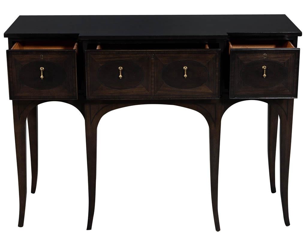 American Classical Traditional American Mahogany Inlaid Console Tables