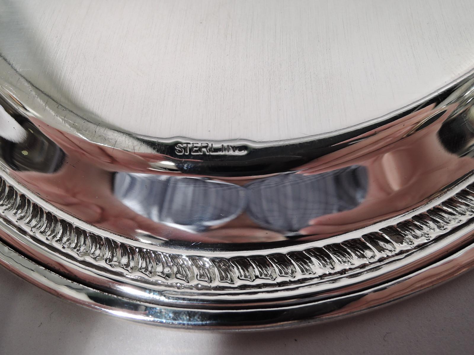 Traditional American Sterling Silver Oval Card Tray In Excellent Condition In New York, NY