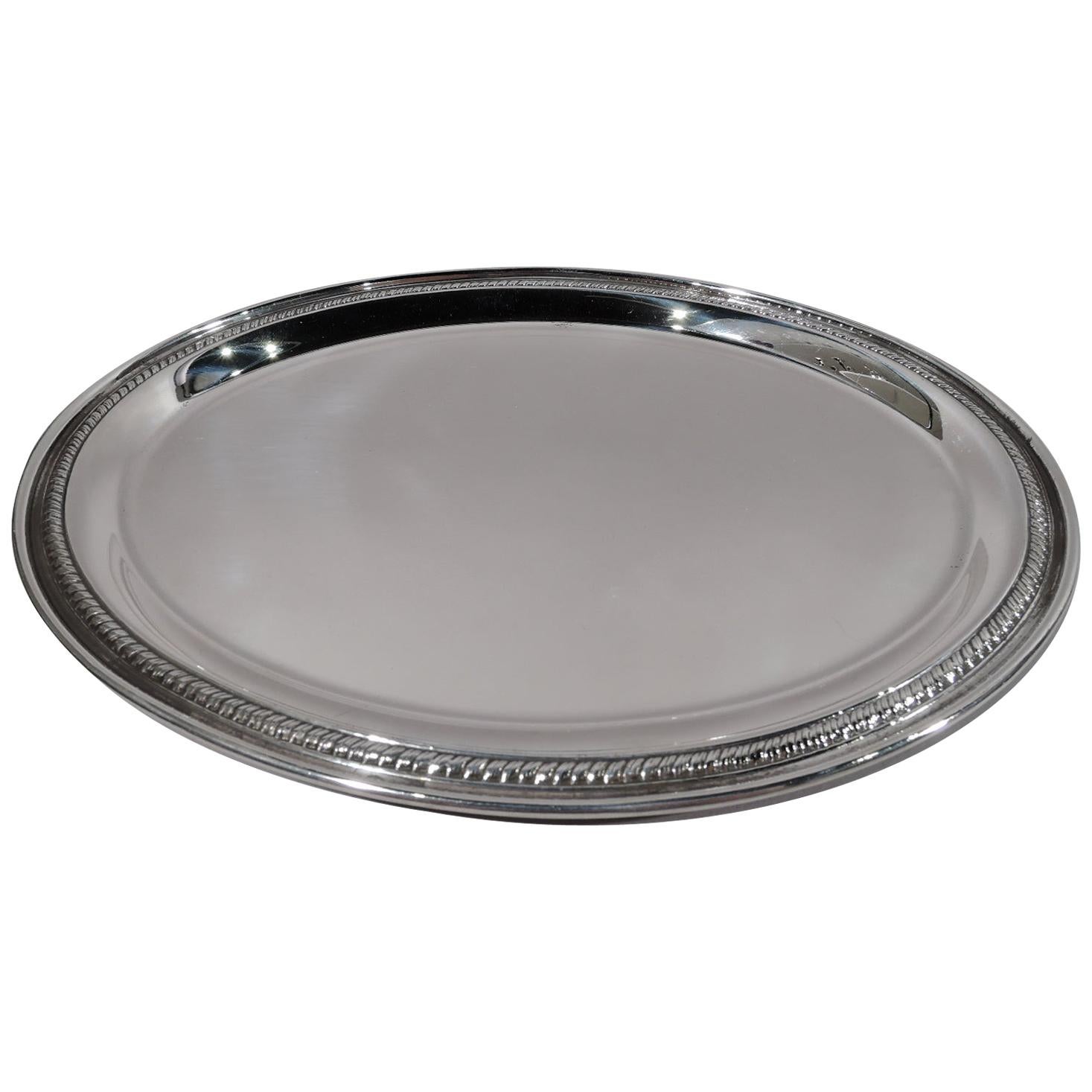 Traditional American Sterling Silver Oval Card Tray