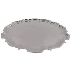 Traditional and Heavy Sterling Silver Tray with Georgian Piecrust Rim