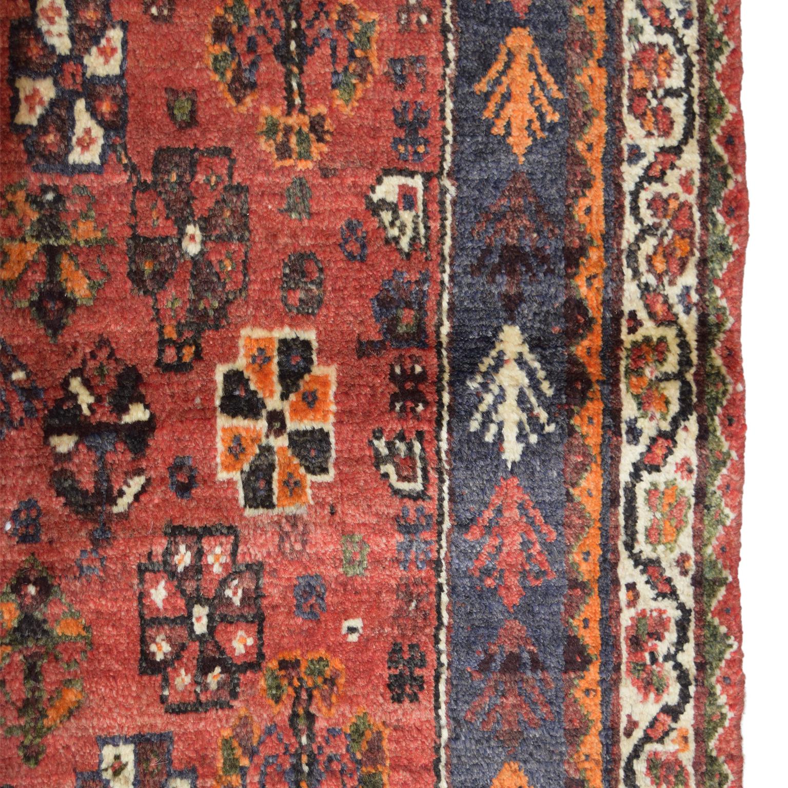 Wool Vintage 1940s Persian Qashqai Tribal Rug, 5x9