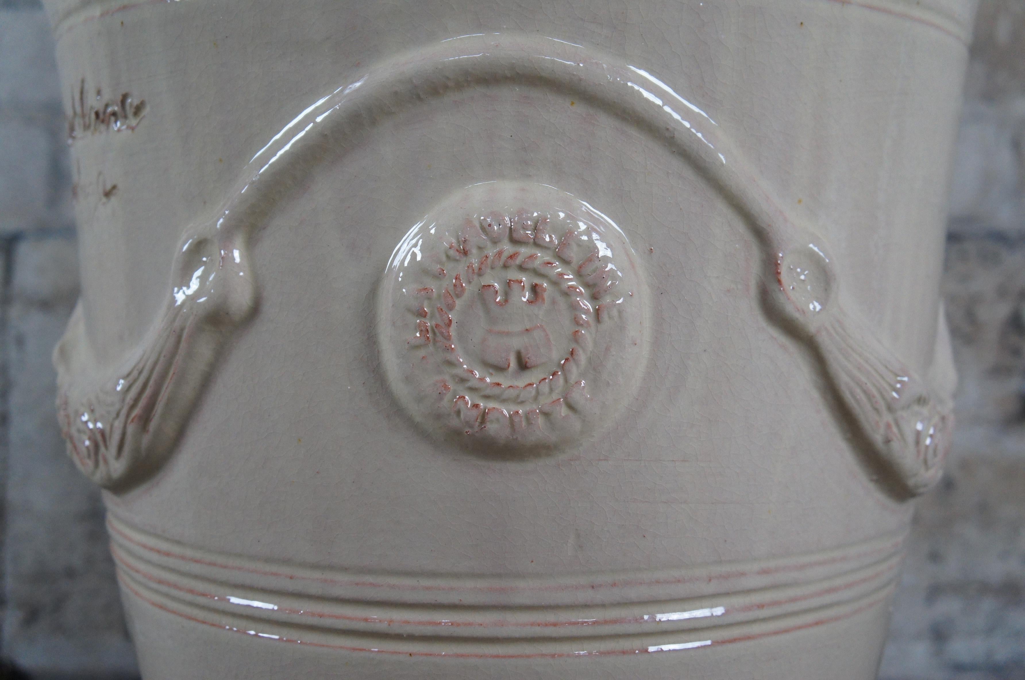 Traditionelle Anduze Französisch Moderne Elfenbein glasierte Keramik Jardinière Urne Pflanzer 21