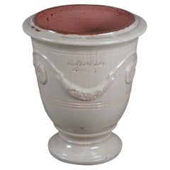 Traditional Anduze French Modern Ivory Glazed Ceramic Jardinière Urn Planter 21"