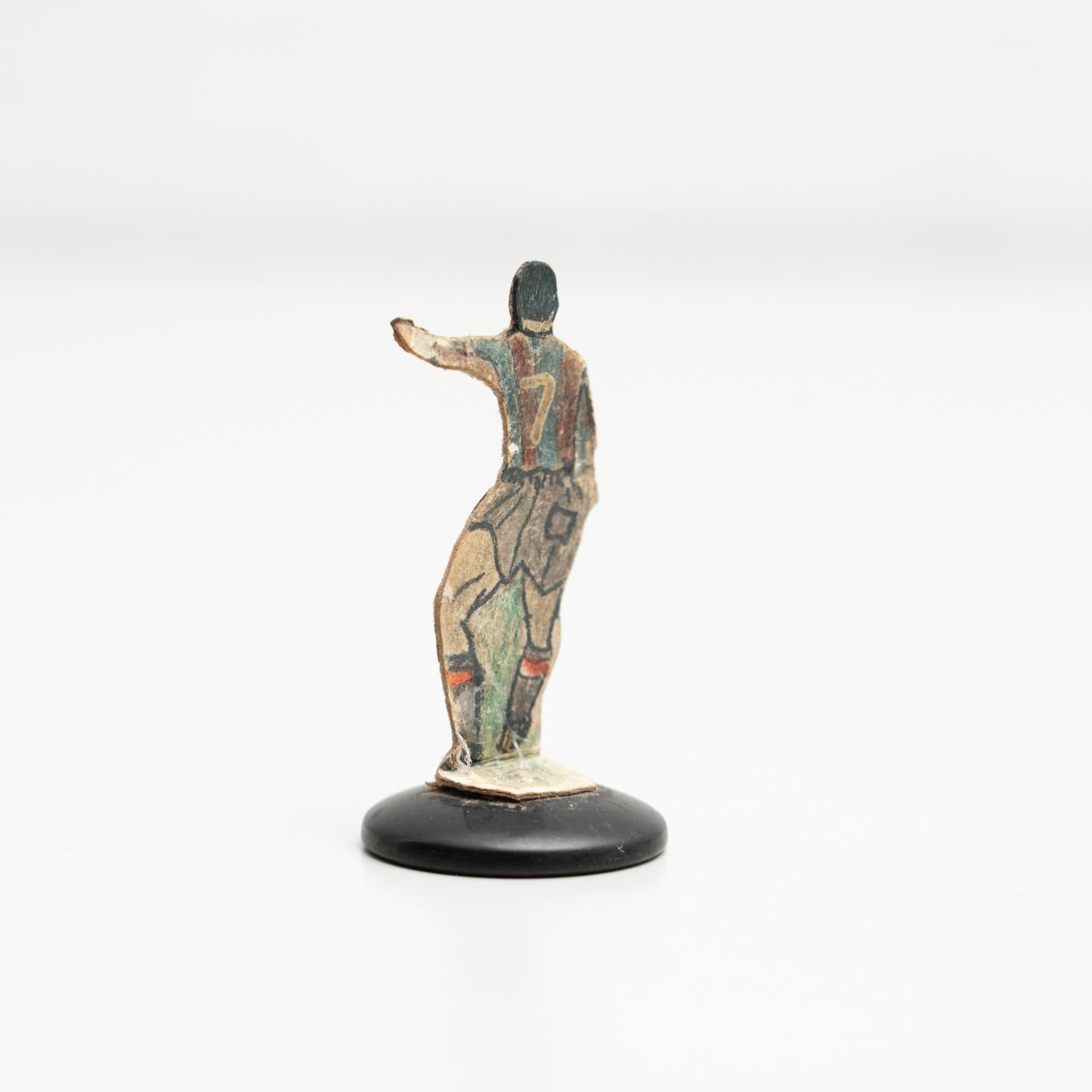 Traditional Antique Button Soccer Game Figure, circa 1950 In Good Condition For Sale In Barcelona, ES