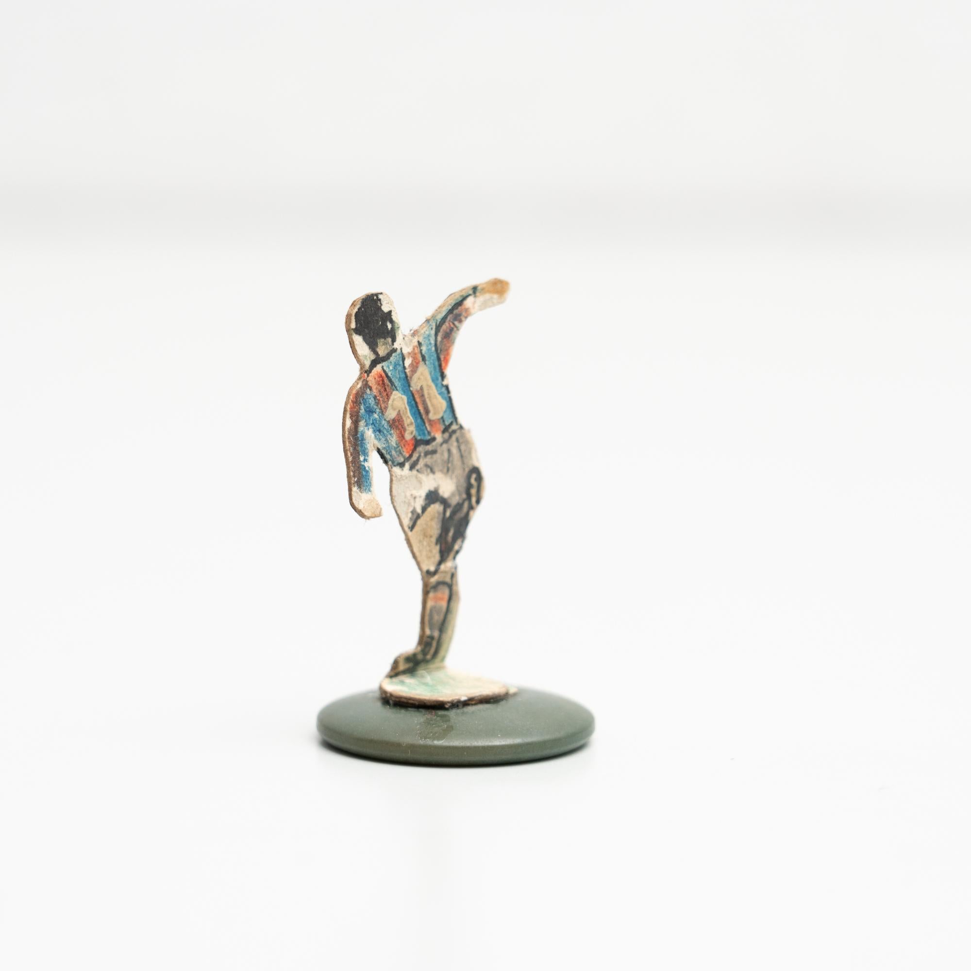 Traditional Antique Button Soccer Game Figure, circa 1950 In Good Condition For Sale In Barcelona, Barcelona