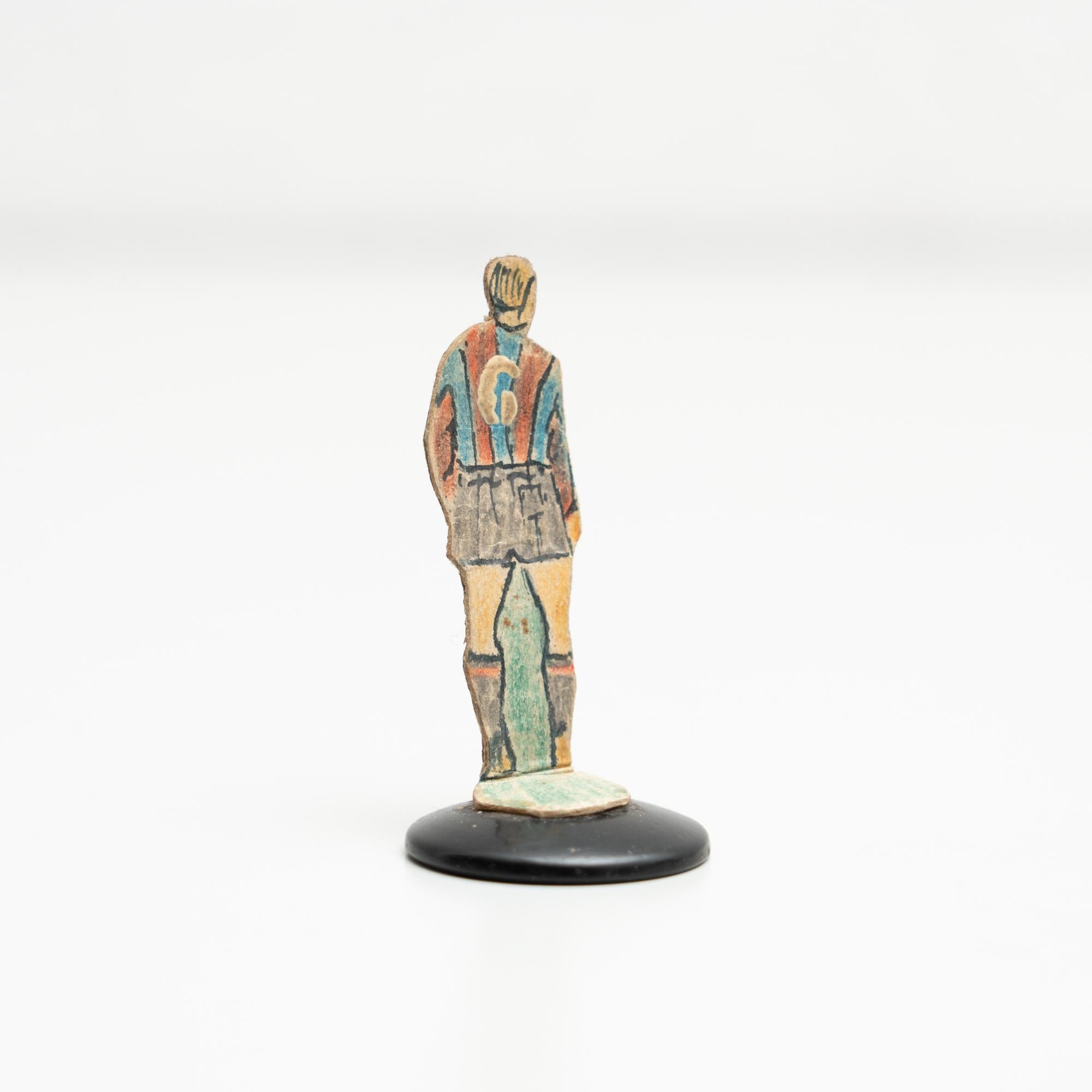 Traditional Antique Button Soccer Game Figure, circa 1950 In Good Condition For Sale In Barcelona, Barcelona