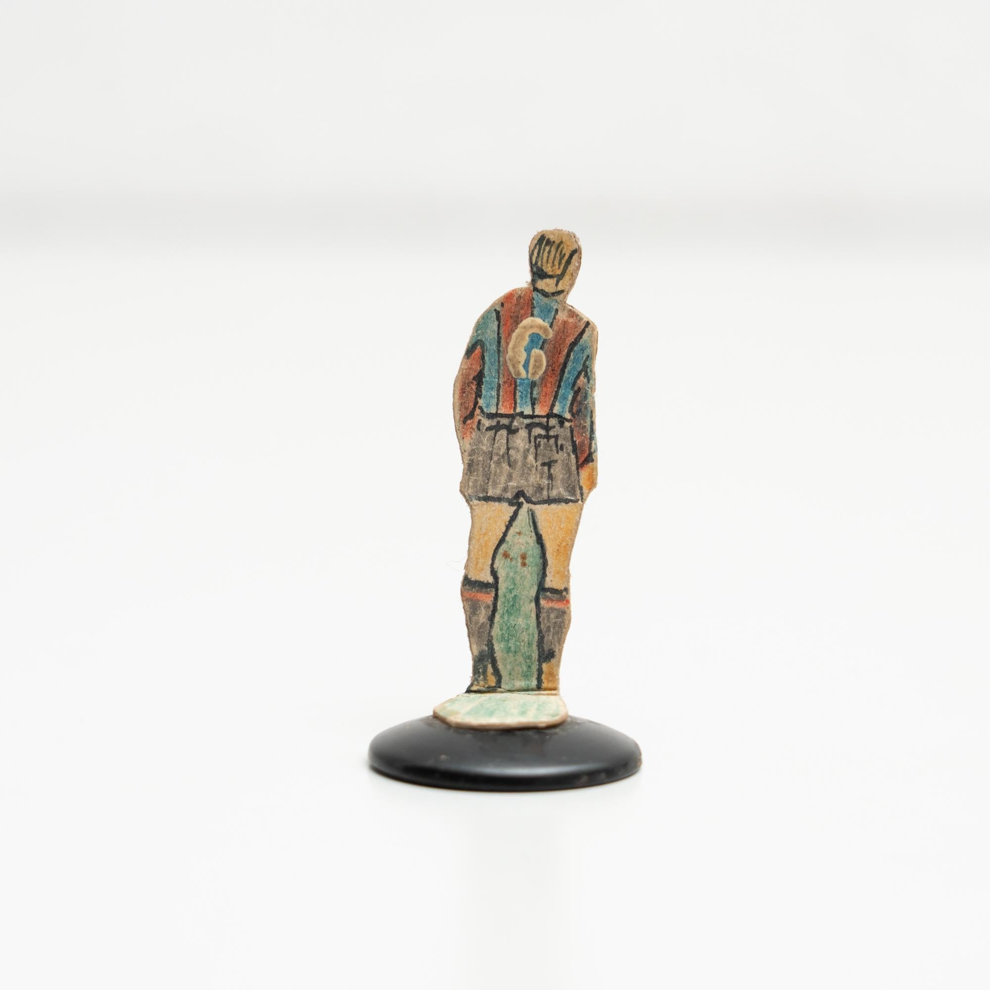 Mid-20th Century Traditional Antique Button Soccer Game Figure, circa 1950 For Sale