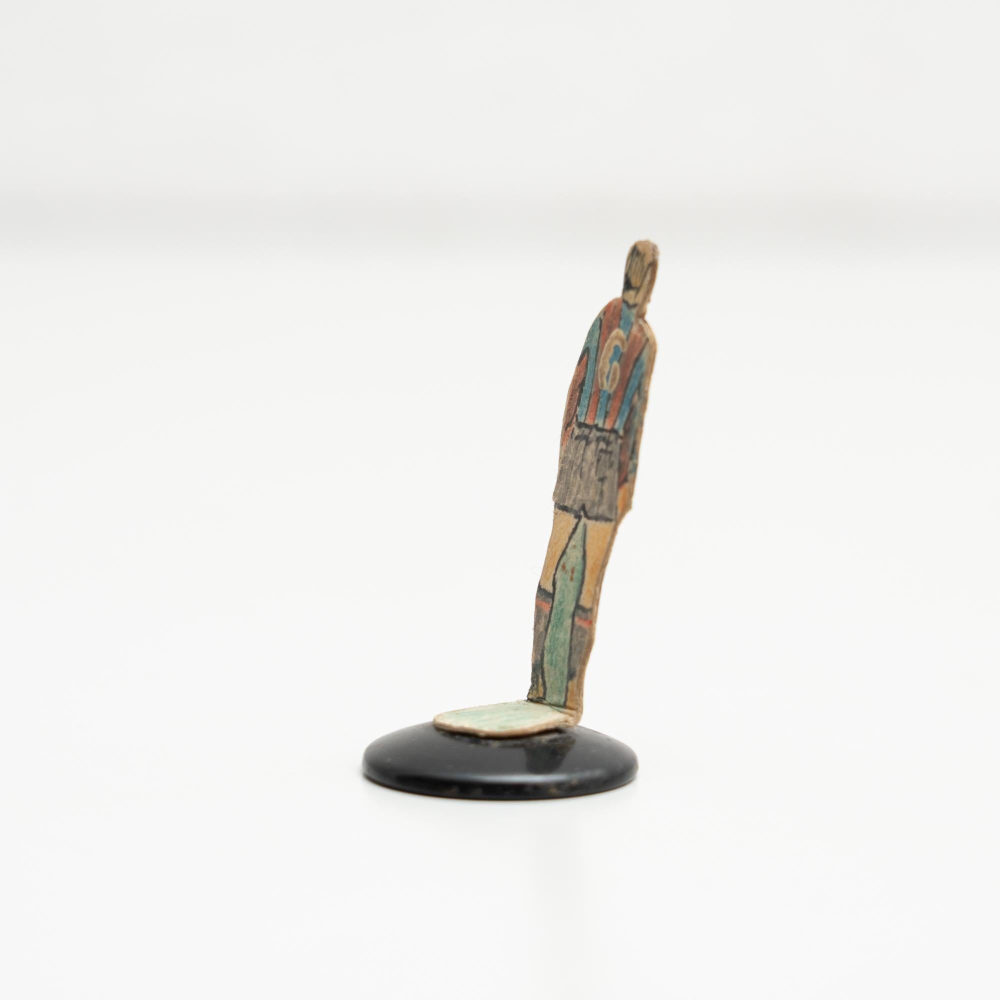 Paper Traditional Antique Button Soccer Game Figure, circa 1950 For Sale