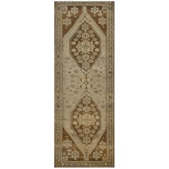 Traditionell Antik Circa-1920 Braun Floral Wolle Malayer Läufer