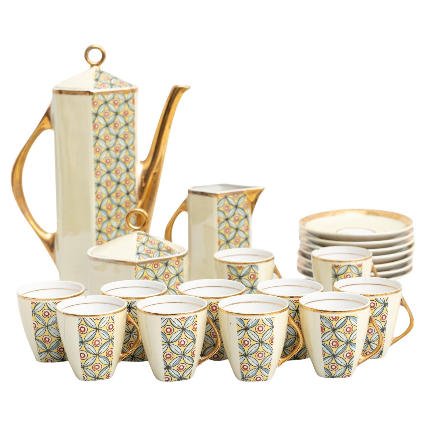 Traditional Antique French Coffee Set of 21 Pieces, circa 1950 For Sale