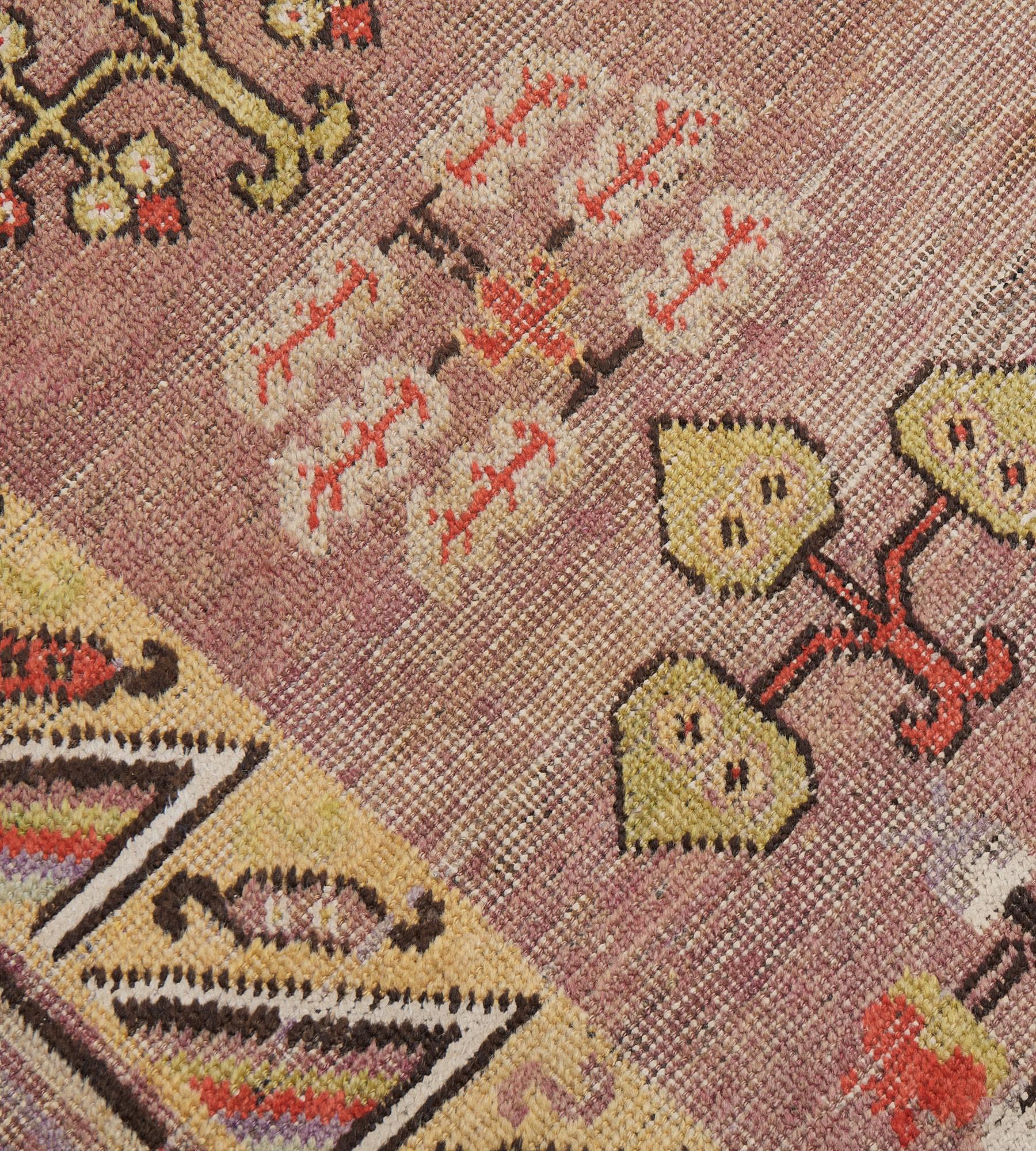 Traditioneller antiker handgeknüpfter Khotan-Teppich (19. Jahrhundert) im Angebot