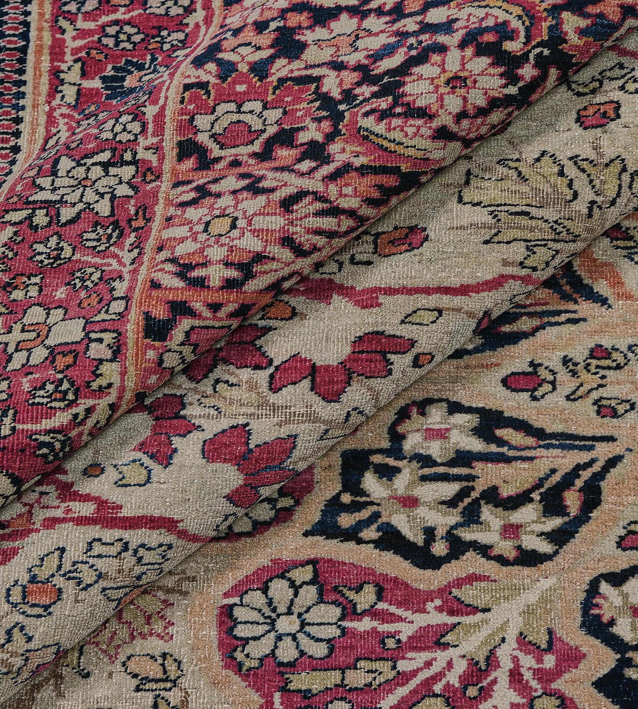 Traditional Antique Herati-Pattern Persian Kerman Rug For Sale 4
