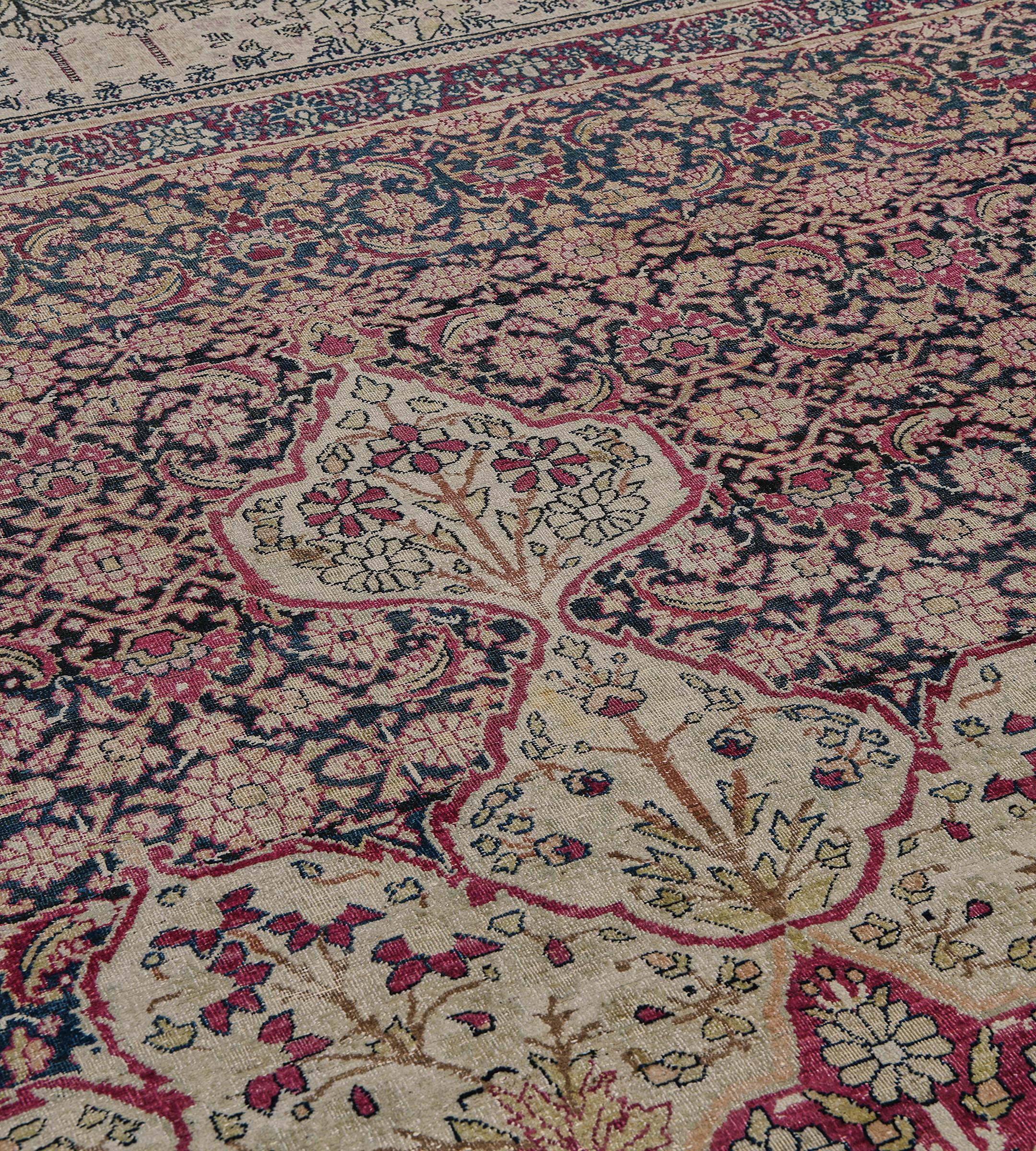 Tissé à la main Tapis persan Kerman traditionnel ancien peint en Herati en vente