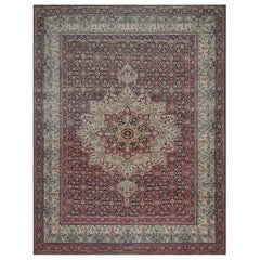 Tapis persan Kerman traditionnel ancien peint en Herati