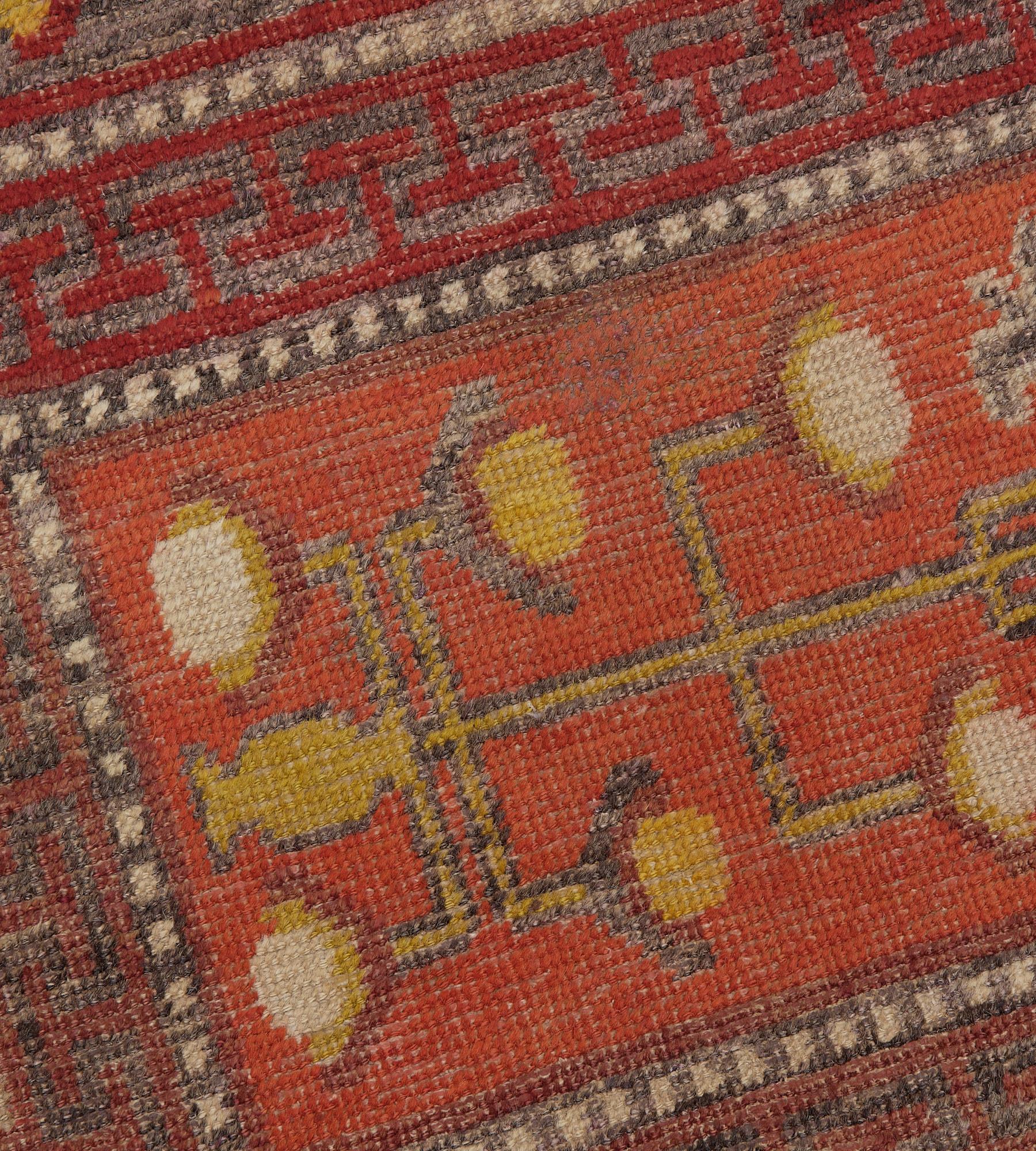 Hand-Knotted Traditional Antique Horizontal Panels Khotan Runner Wall-Hanging For Sale